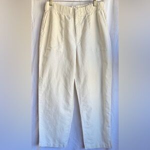Ladies Gap Pleated Linen Cream Pants Medium